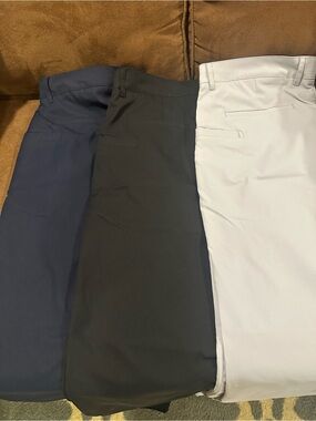 Men's Maelreg - 3 Pair NWOT Stretch Chino Pants - Navy, Black, Light Gray 36x32